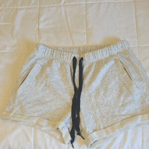 PINK Victoria's Secret Light Gray Lounge Shorts with Black Drawstring